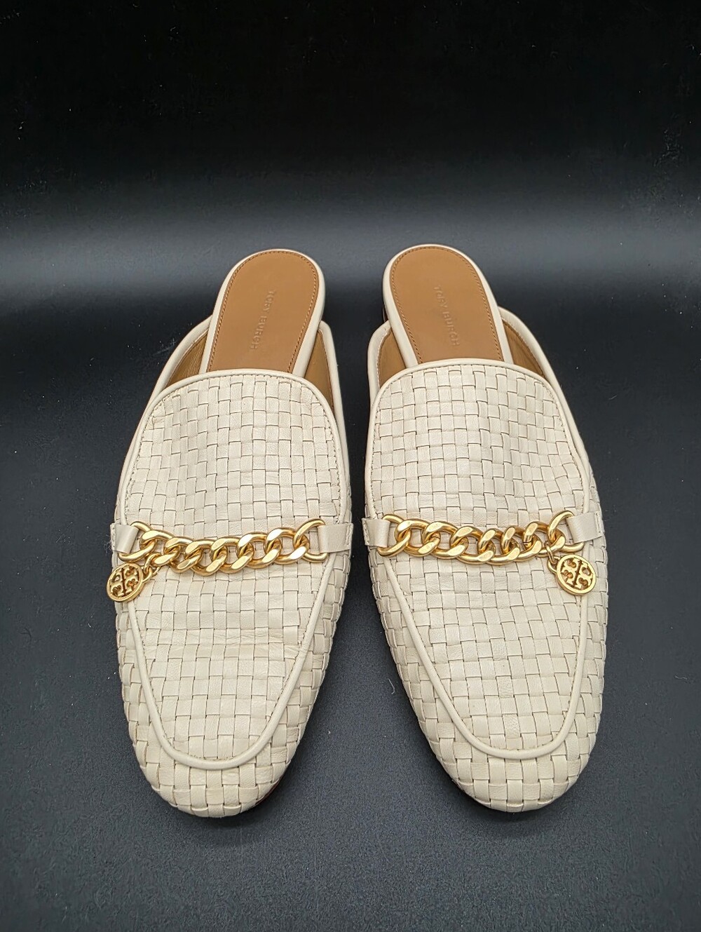 Tory Burch Mini Benton Woven Leather Loafer Slides Sz 9